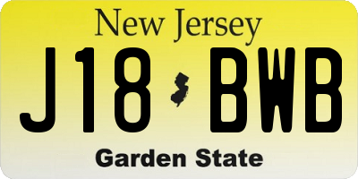 NJ license plate J18BWB
