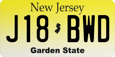 NJ license plate J18BWD