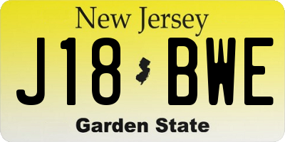 NJ license plate J18BWE