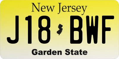 NJ license plate J18BWF