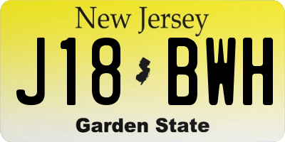 NJ license plate J18BWH