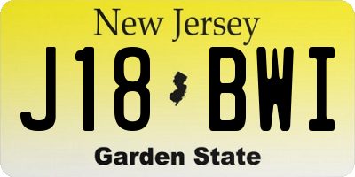 NJ license plate J18BWI