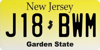 NJ license plate J18BWM