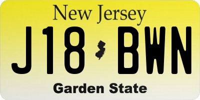 NJ license plate J18BWN