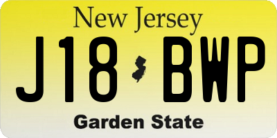 NJ license plate J18BWP