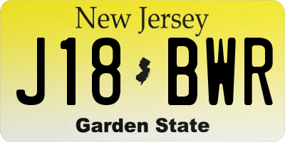 NJ license plate J18BWR