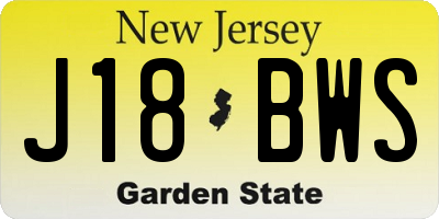NJ license plate J18BWS