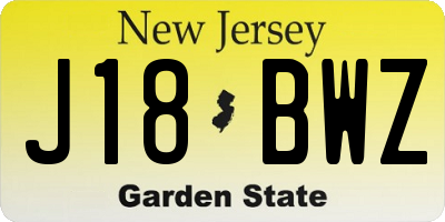 NJ license plate J18BWZ
