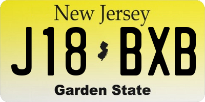 NJ license plate J18BXB