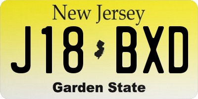 NJ license plate J18BXD