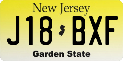 NJ license plate J18BXF