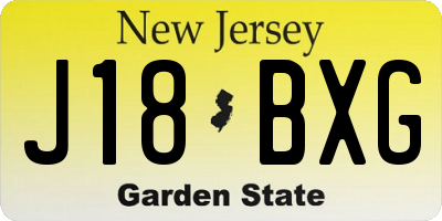 NJ license plate J18BXG