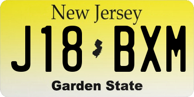 NJ license plate J18BXM