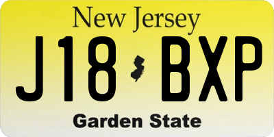 NJ license plate J18BXP