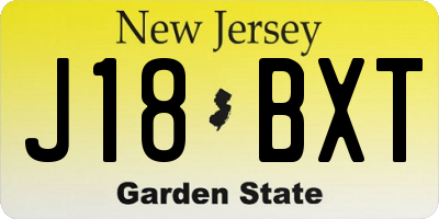 NJ license plate J18BXT