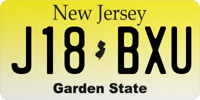 NJ license plate J18BXU
