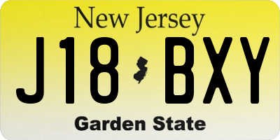 NJ license plate J18BXY