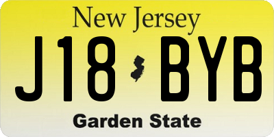 NJ license plate J18BYB