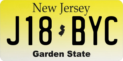 NJ license plate J18BYC