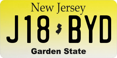 NJ license plate J18BYD