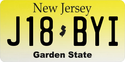 NJ license plate J18BYI
