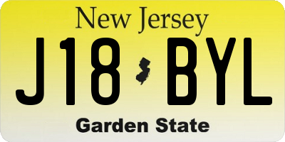 NJ license plate J18BYL