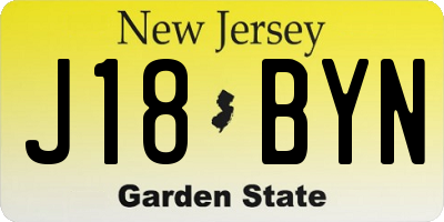 NJ license plate J18BYN