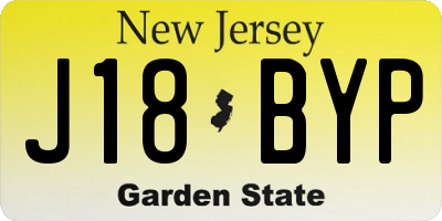 NJ license plate J18BYP