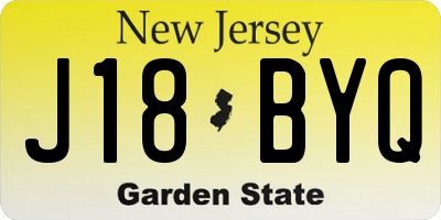 NJ license plate J18BYQ