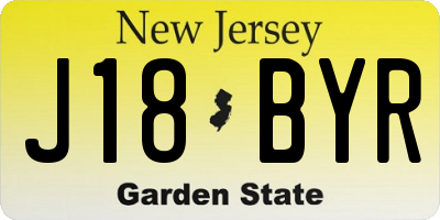 NJ license plate J18BYR