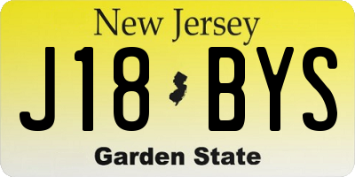 NJ license plate J18BYS