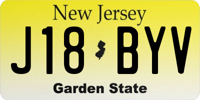 NJ license plate J18BYV