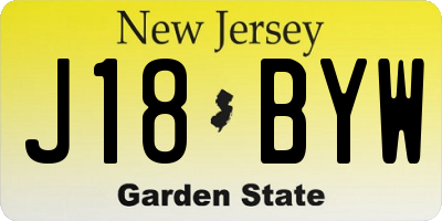 NJ license plate J18BYW