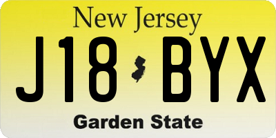 NJ license plate J18BYX