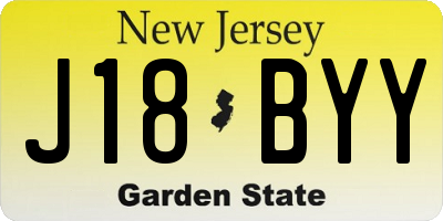 NJ license plate J18BYY