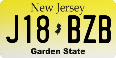 NJ license plate J18BZB