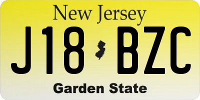 NJ license plate J18BZC