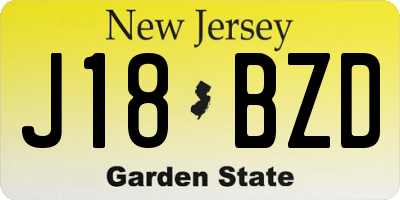 NJ license plate J18BZD