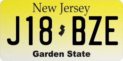 NJ license plate J18BZE