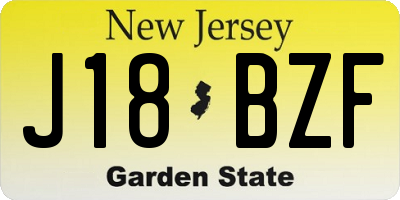 NJ license plate J18BZF