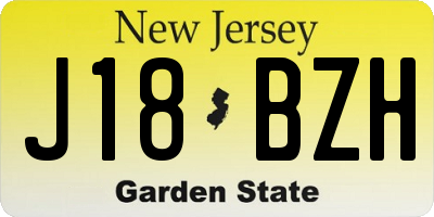 NJ license plate J18BZH