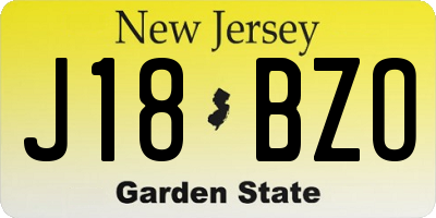 NJ license plate J18BZO