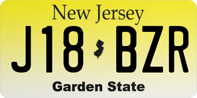 NJ license plate J18BZR