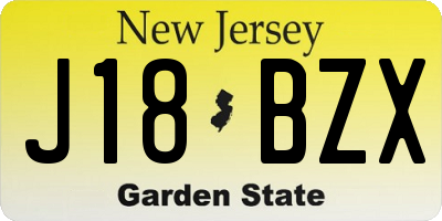 NJ license plate J18BZX