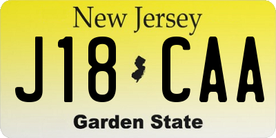 NJ license plate J18CAA