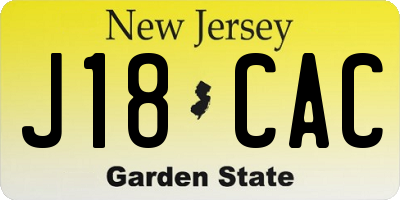 NJ license plate J18CAC