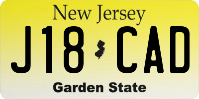 NJ license plate J18CAD