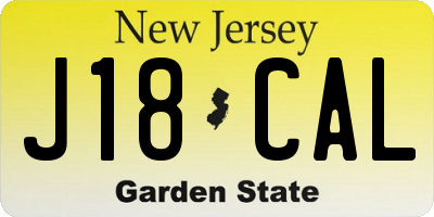 NJ license plate J18CAL