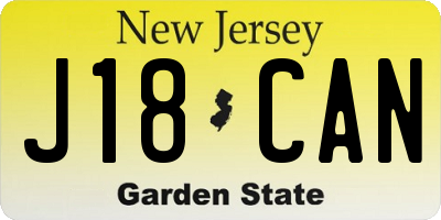 NJ license plate J18CAN