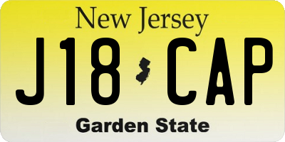 NJ license plate J18CAP